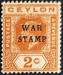 +++ CEYLON WAR STAMP K. GEORGE V          1918      2C  SÜRŞARKLI    - DAMGALI
