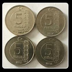 2013-2014-2015-2016 Tarihli 5 KURUŞ TK. (5 Krş.) KM#1240 (TCML13/16)