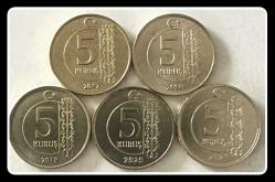 2017-2018-2019-2020-2021 Tarihli 5 KURUŞ TK. (5 Krş.) KM#1240 (TCML17/21)