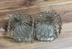 Dekoratif ikili Set Ferforje Kafes kapılı Fener Mumluk  Boy 18 cm