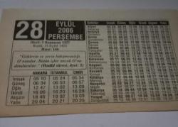 28 Eylül 2006-Orijinal Takvim Yaprağı-Doğum Günü-Söz,Nişan,Nikâh,Düğün ve Önemli Günler Hediyesi-ERAŞ Hizmet Takvimi-Ayet-Hadis(Hadid Suresi,ayet:5)-Ef'al-i Mükellefin-Çocuğunuza İsim:Kadir,Kader