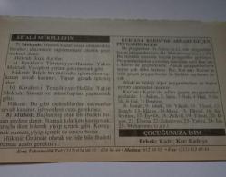29 Eylül 2006-Orijinal Takvim Yaprağı-Doğum Günü-Söz,Nişan,Nikâh,Düğün ve Önemli Günler Hediyesi-ERAŞ Hizmet Takvimi-Ayet-Hadis(Bakara,184)-Ef'al-i Mükellefin-Çocuğunuza İsim:Kadri,Kadriye