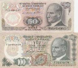 Türkiye · 50 ve 100 Türk Lirası · 6. Emisyon · 1. Tertip · ÇT