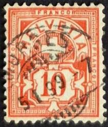 +++ İSVİÇRE 1882    10F - DAMGALI , HALİYLE