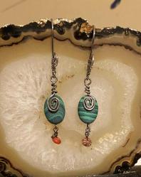 El İşçiliği Gümüş Malahit Taşı  Küpe