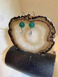 El İşçiliği Gümüş Yeşim Taşı  Küpe