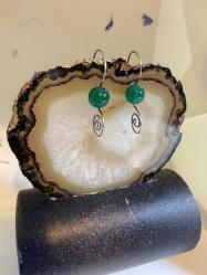 El İşçiliği Gümüş Yeşim Taşı  Küpe