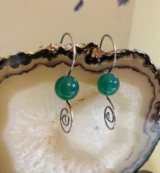 El İşçiliği Gümüş Yeşim Taşı  Küpe