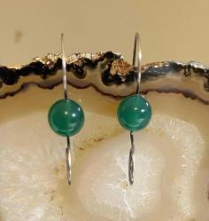 El İşçiliği Gümüş Yeşim Taşı  Küpe