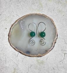 El İşçiliği Gümüş Yeşim Taşı  Küpe