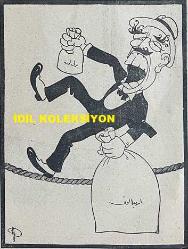 Osmanlıca Akbaba Mizah Dergisi-Gazetesi, Orijinal Dönem Basım, (Ottoman Magazine-Newspaper) - 21 Eylül 1925 - Rumi: 21 Eylül 1341 - Sayı: 292 - Karikatürist Ramiz Gökçe'nin Çalışması: Kışa Doğru... 