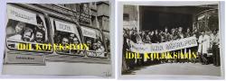 1968 ALTIN MİKROFON KERVANI'NIN ORİJİNAL BÜYÜK BOY 8'Lİ FOTOĞRAF SETİ - 24 x 18 cm EBADINDA - 1968 ALTIN MİKROFON YARIŞMASI FİNALİSTLERİNİN (MOĞOLLAR - CAHİT BERKAY DA DAHİL) KONSERLERE ULUSOY OTOBÜSÜYLE GİTTİKLERİ SÜREÇTE ÇEKİLMİŞ 8 FARKLI KARE. KERVAN, ADANA'DAN URFA'YA GİDERKEN GAVURDAĞI'NIN TEPESİNDE ALMAN PINARI KÖYÜ'NDE MOLA VERİRKEN, TANINMIŞ İŞ ADAMLARINDAN ŞEHMUZ TATLICI'NIN BELEDİYE BAŞKANI NEJAT CEMİLOĞLU İLE DİYARBAKIR'IN TARİHİ KÖŞKÜ'NDE TERASTA TERTİP ETTİĞİ ''HOŞ GELDİNİZ'' SÜRPRİZİNDE YEMEK YENİRKEN... 1968. ÖZEL ARŞİV