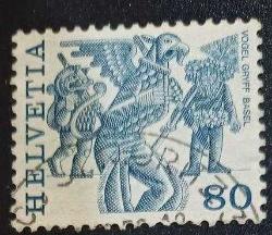1977 İsviçre Pulu - Vogel Gryff Basel 80 C.