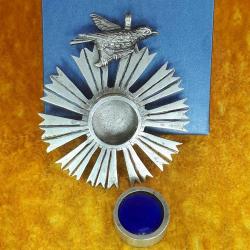 ANTİKA OSMANLI DÖNEMİ HRİSTİYAN ORTODOKS , ŞEMS FORMLU , KUŞLU GÜMÜŞ PAPAZ MADALYON