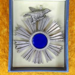 ANTİKA OSMANLI DÖNEMİ HRİSTİYAN ORTODOKS , ŞEMS FORMLU , KUŞLU GÜMÜŞ PAPAZ MADALYON