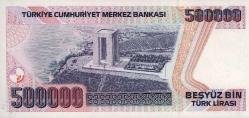 7.EMİSYON ÇOK NADİR D01 SERİSİ 500.000 LİRA ÇİL KONDİSYONDA İLK BEŞYÜZ SIRA NUMARALI ( D01  000405 )
