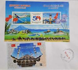 T.C. Moğolistan Arasında Diplomatik İlişkilerin 50.Yılı ve Türkiye - Kırgız Cumhuriyeti Ortak Pul bloğu ile postadan geçmiş büyük ebat zarf. Varış damgalı.