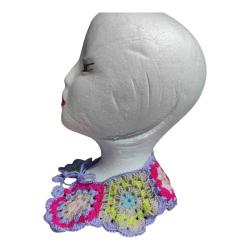 Vintage Çok Renkli Seyyar Örgü Yaka