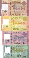 Lübnan 1.000/5.000/10.000/20.000 Livre Yabancı Kağıt Para Seti Çil (Unc) Koleksiyon Para