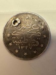 II. Abdülhamit  2 Kuruş 2,2~2,4 gr. Gümüş (0,83 Ayar)