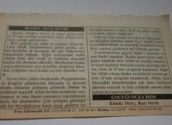 28 Ekim 2006-Orijinal Takvim Yaprağı-Doğum Günü-Söz,Nişan,Nikâh,Düğün ve Önemli Günler Hediyesi-ERAŞ Hizmet Takvimi-Ayet-Hadis(250 Hadis,s.79)-İbadet Neye Denir-Çocuğunuza İsim:Meriç,Merih
