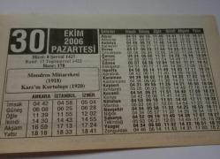 30 Ekim 2006-Orijinal Takvim Yaprağı-Doğum Günü-Söz,Nişan,Nikâh,Düğün ve Önemli Günler Hediyesi-ERAŞ Hizmet Takvimi-Ayet-Hadis(Mondros Mütarekesi (1918))-Kızılay Haftası-Yardım İle İlgili Güzel Sözler-Çocuğunuza İsim:Mesut,Meryem