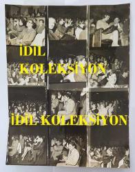 1967 HÜRRİYET ALTIN MİKROFON YARIŞMASI ANADOLU TURU ORİJİNAL FOTOĞRAFI - 24 x 18 cm EBADINDA - 1967 ALTIN MİKROFON YARIŞMASINDA İZMİR KONSERİNDE ÇEKİLMİŞ 12 FARKLI KARE TEK FOTOĞRAFTA. HER BİR KARE 5,5 x 5 cm EBADINDADIR