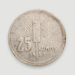 25 Kuruş 1937 Gümüş KM#864