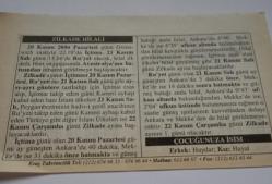 21 Kasım 2006-Orijinal Takvim Yaprağı-Doğum Günü-Söz,Nişan,Nikâh,Düğün ve Önemli Günler Hediyesi-ERAŞ Hizmet Takvimi-Ayet-Hadis(Mardin'in Kurtuluşu(1922))-Zilkade Hilali-Çocuğunuza İsim:Haydar,Hayal