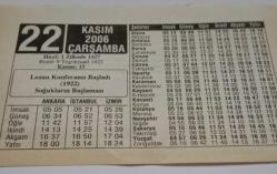 22 Kasım 2006-Orijinal Takvim Yaprağı-Doğum Günü-Söz,Nişan,Nikâh,Düğün ve Önemli Günler Hediyesi-ERAŞ Hizmet Takvimi-Ayet-Hadis(Lozan Konferansı Başladı (1922))-Öğretmen Öğrenci İlişkileri-Çocuğunuza İsim:Hayati,Hayat