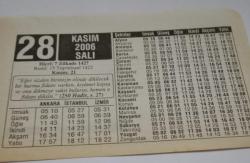 28 Kasım 2006-Orijinal Takvim Yaprağı-Doğum Günü-Söz,Nişan,Nikâh,Düğün ve Önemli Günler Hediyesi-ERAŞ Hizmet Takvimi-Ayet-Hadis(250 Hadis,s.27)-Donma-Çocuğunuza İsim:Hamit,Handan
