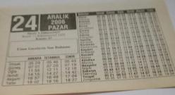 24 Aralık 2006-Orijinal Takvim Yaprağı-Doğum Günü-Söz,Nişan,Nikâh,Düğün ve Önemli Günler Hediyesi-ERAŞ Hizmet Takvimi-Ayet-Hadis(En Uzun Gecelerin Son Bulması)-Kanser Tedavisi-Çocuğunuza İsim:Feyyaz,Fehime