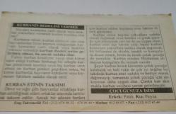 30 Aralık 2006-Orijinal Takvim Yaprağı-Doğum Günü-Söz,Nişan,Nikâh,Düğün ve Önemli Günler Hediyesi-ERAŞ Hizmet Takvimi-Ayet-Hadis(Kurban Bayramı Arefesi)-Kurbanın Bedelini Vermek-Kurban Etinin Taksimi-Çocuğunuza İsim:Fatih,Feyza