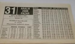 31 Aralık 2006-Orijinal Takvim Yaprağı-Doğum Günü-Söz,Nişan,Nikâh,Düğün ve Önemli Günler Hediyesi-ERAŞ Hizmet Takvimi-Ayet-Hadis(Kurban Bayramı(1.Gün))-Kurban Bayramı Namazı-Çocuğunuza İsim:Fahrettin,Fahrünissa