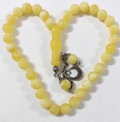 OSMANLI DÖNEMİ OBJEDEN YAPILMA BEYAZ BULUTLU KREM RENGİ HARİKA DAMLA KEHRİBAR TESPİH YEDEK DANELİ GÜMÜŞ PÜSKÜLLÜ 3TT2PP1 ÇOK NADİR