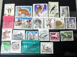 Hayvanlar konulu 68 farklı yabancı damgalı pul