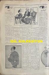 Osmanlıca Akbaba Mizah Dergisi-Gazetesi, Orijinal Dönem Basım, (Ottoman Magazine-Newspaper) - 10 Mart 1927 - Sayı: 445 - Karikatürist Ramiz Gökçe'nin Çalışması: 