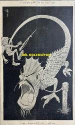 Osmanlıca Akbaba Mizah Dergisi-Gazetesi, Orijinal Dönem Basım, (Ottoman Magazine-Newspaper) - 7 Şubat 1927 - Sayı: 436 - Karikatürist Ramiz Gökçe'nin Çalışması: Çin, Kendisine Musallat Olan İngilizi Yutmak Üzere.. 
