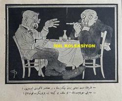 Osmanlıca Akbaba Mizah Dergisi-Gazetesi, Orijinal Dönem Basım, (Ottoman Magazine-Newspaper) - 24 Şubat 1927 - Sayı: 441 - Karikatür: Uçurulan Balonlar (Irak'ta Tahrikat, Aleyhimize İngiliz-İtalyan İttifakı, İngiliz-Yunan Anlaşması) Karşısında: 