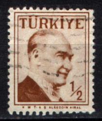 1957 ATATÜRK (Çift Çizgi Çerçeveli Portre) 1/2 Kuruş (tp0617)