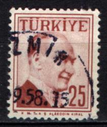 1957 ATATÜRK (Çift Çizgi Çerçeveli Portre) 25 Kuruş (tp0624)