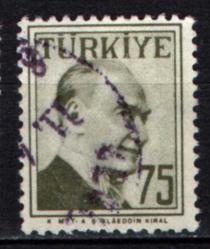 1957 ATATÜRK (Çift Çizgi Çerçeveli Portre) 75 Kuruş (tp0625)