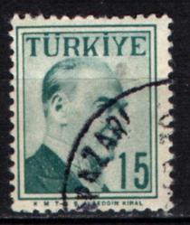 1957 ATATÜRK (Çift Çizgi Çerçeveli Portre) 15 Kuruş (tp0626)