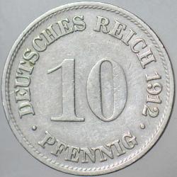 ALMANYA İMPARATORLUĞU 10 PFENNIG 1912 G. II. WİLHELM DÖNEMİ.