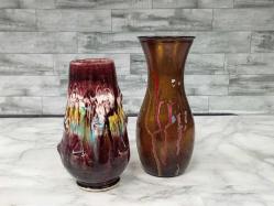 Eskilerden Akıtma Boya Tekniği İle Yapılmış Cam ve Çanakkale Seramik Vazolar