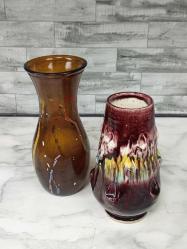Eskilerden Akıtma Boya Tekniği İle Yapılmış Cam ve Çanakkale Seramik Vazolar