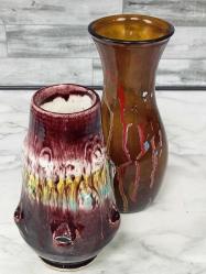 Eskilerden Akıtma Boya Tekniği İle Yapılmış Cam ve Çanakkale Seramik Vazolar