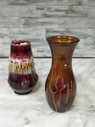 Eskilerden Akıtma Boya Tekniği İle Yapılmış Cam ve Çanakkale Seramik Vazolar