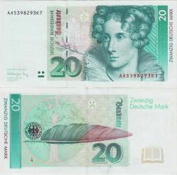 ALMANYA 20 MARK 1991 ORİJİNAL. ÇİLALTI.