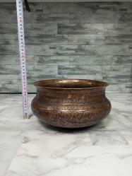 Antika 1800'ler Osmanlı Kufi Yazılı Bakır Kase